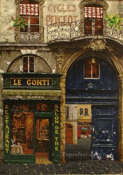 路面店 Painting - 4月のパリのショップ